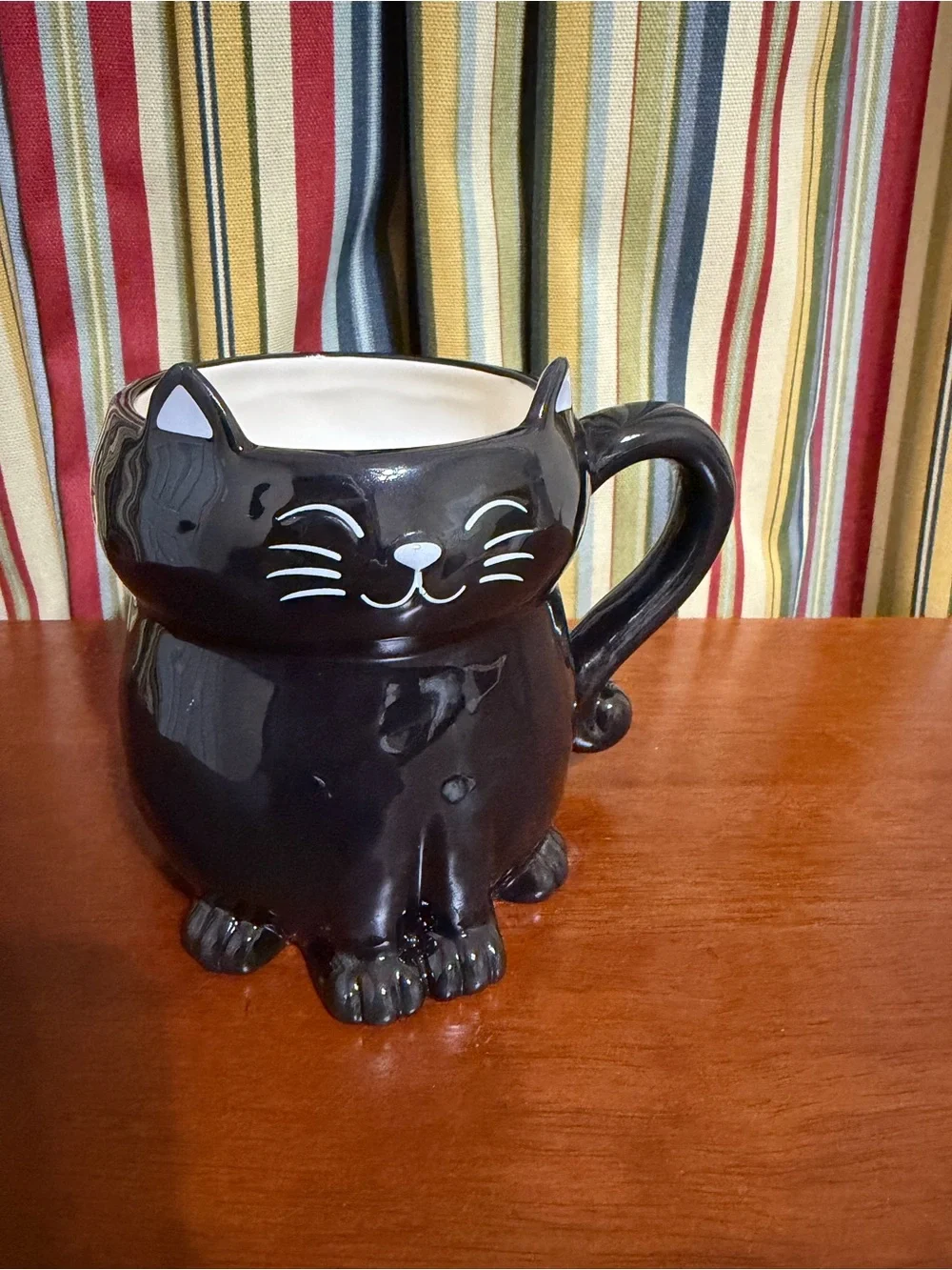 NATURAL LIFE Black Cat Ceramic Pet Bowl with Handle
